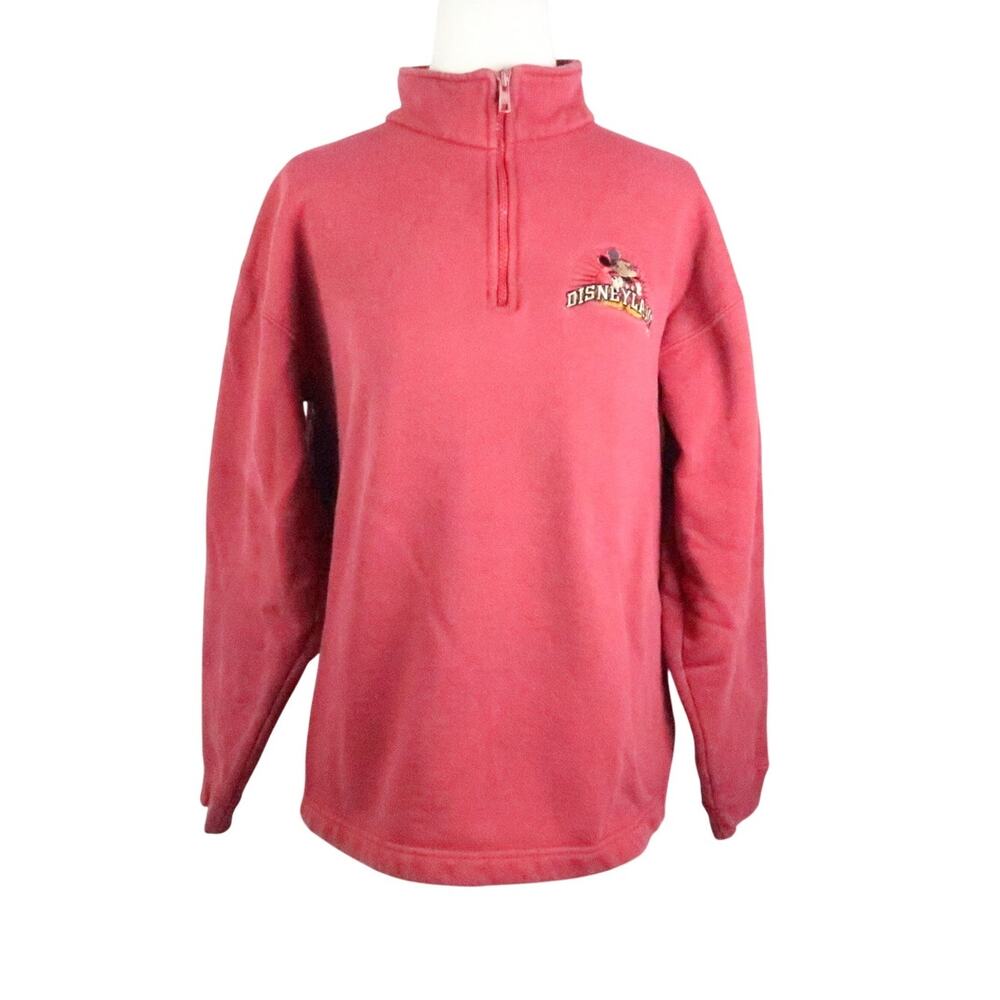 Vintage 90s Disneyland Mickey Mouse Red 1/4 Zip Sweatshirt S